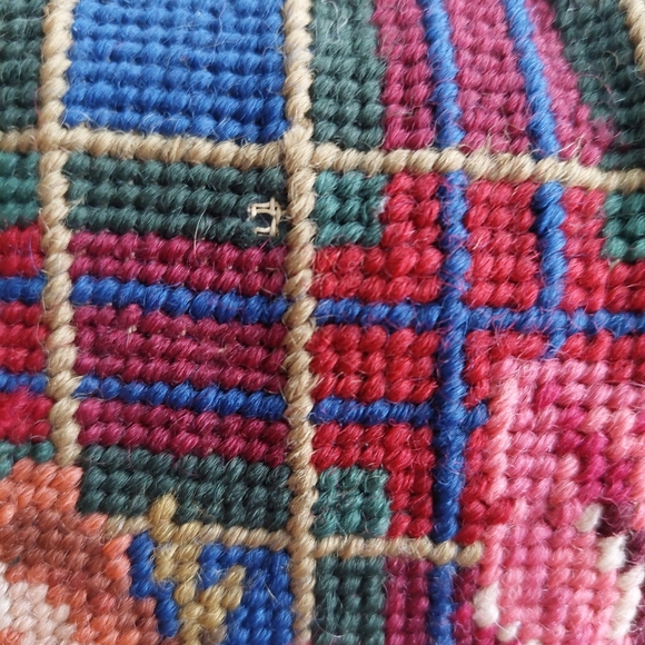 Lilian Vernon Floral Plaid Needle Point Pillow - Picture 6 of 7